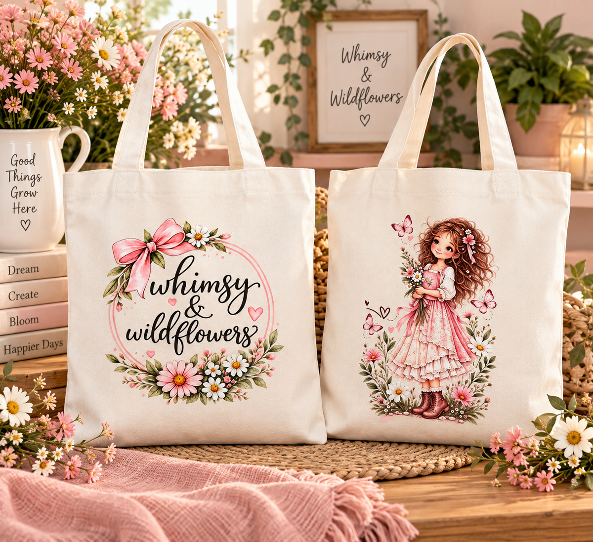 Whimsy & Wildflowers Canvas Tote Bag