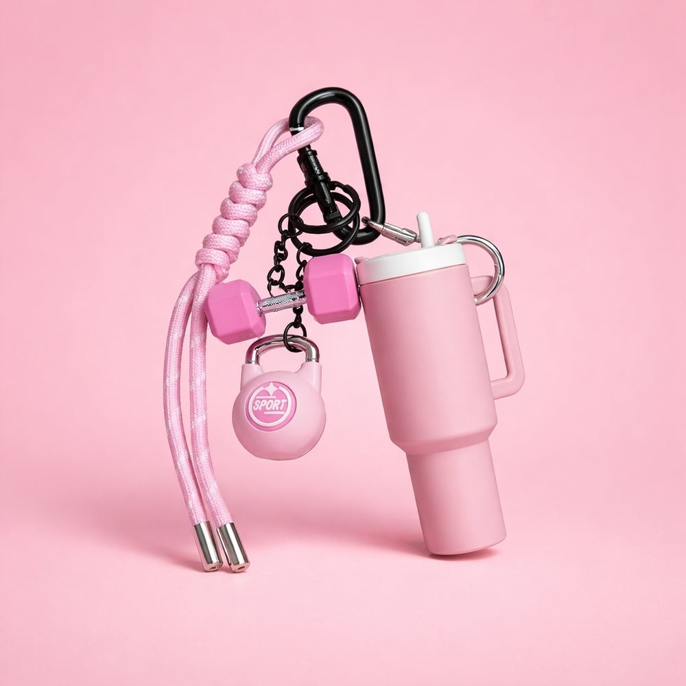 Pink Fitness Charm Keychain