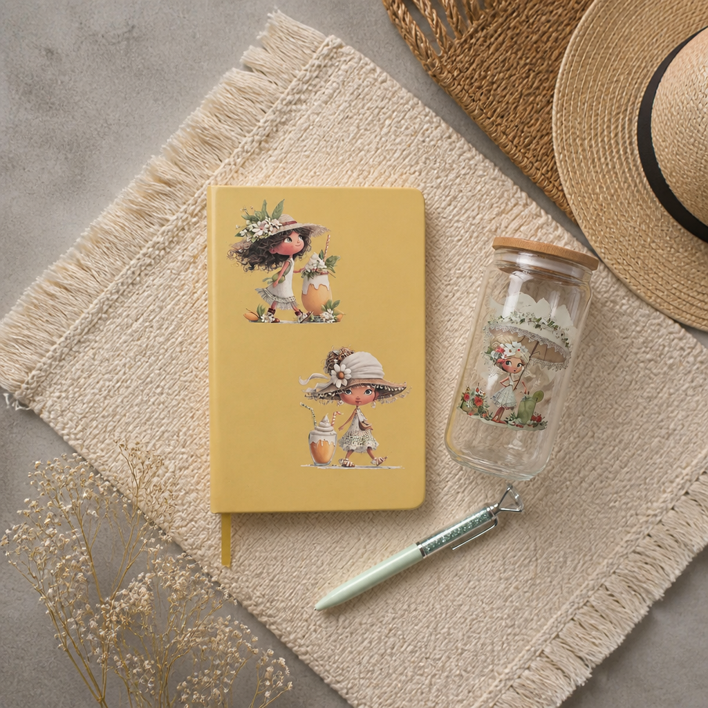 Whimsical Girls Journal & Glass Can Set – Butter Yellow