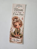 Whimsy and Wildflowers by Yesi lined notepad with whimsical girl sitting among daisies and floral border