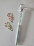 Diamond-Top Pen & Tulip Paper Clips Set
